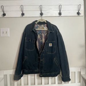 Vintage 90s Carhartt Aztec Blanket Lined Denim Button Up Jacket! Like New!